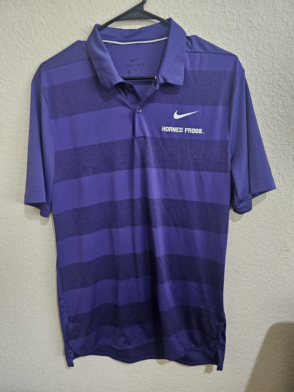 Nike Purple Striped Dri-FIT Horned Frogs Polo
